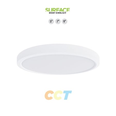 Portor 7in. LED Round Surface Mount Round DownLight, CCT Selector PT-DLSM2-R-7I-15W-5CCT